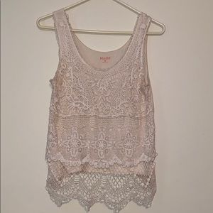 Crochet lace front Mudd top